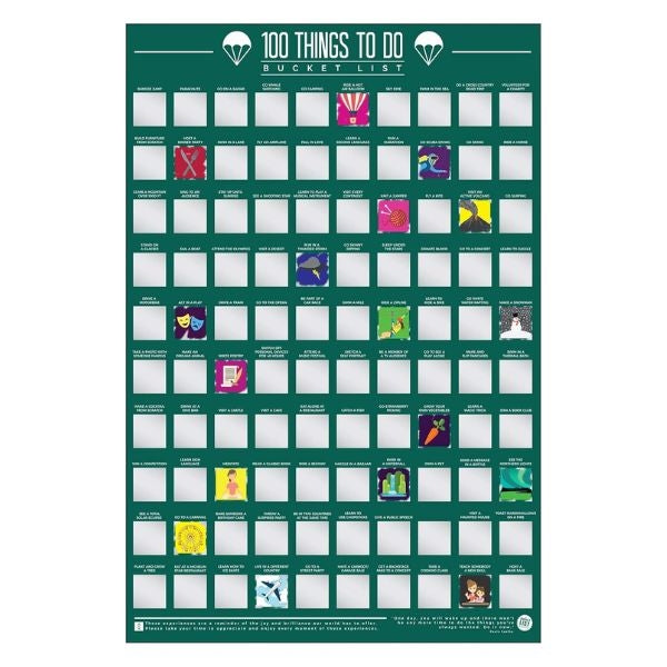 100 Things to Do Bucket List Scratch Poster is a gift for couples to embark on exciting adventures.