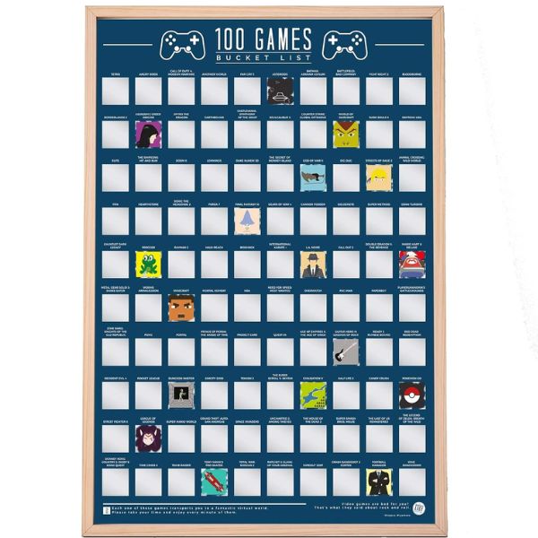 100 Video Games Bucket List Scratch Poster - Discover and scratch off epic gaming adventures.