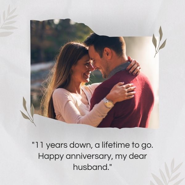 Husband and wife embracing with joy, epitomizing 11th wedding anniversary quotes for husband.
