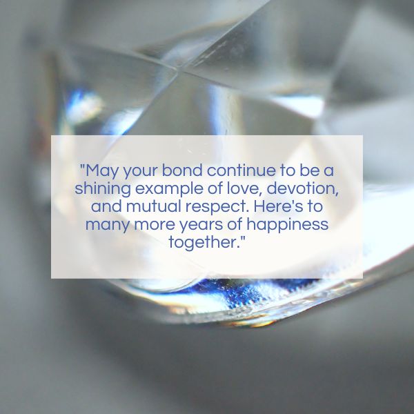 Crystal glass tipped over with sparkling gemstones for 15th wedding anniversary card wordings.