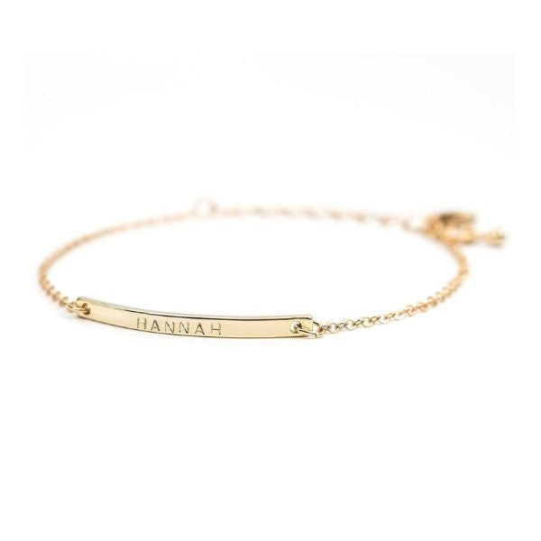 16K Gold Your Name Bar Bracelet, an elegant and customized 21st birthday gift.