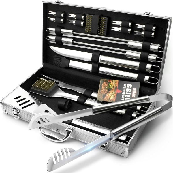 19 Piece Stainless Steel Grill Set - BBQ perfection for the 50-year-old grill master.
