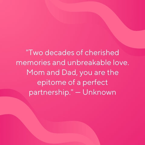 Bright pink background with wavy lines anniversary quotes for parents.