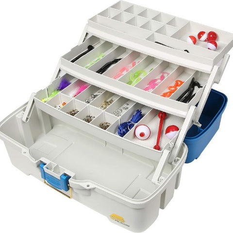 3-Tray Tackle Box with Tackle, organized storage for father's day fishing gear.