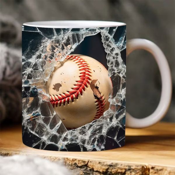 3D Baseball Mug Wrap Design Bundle offers a customizable touch for drinkware, ideal for baseball coach gifts.