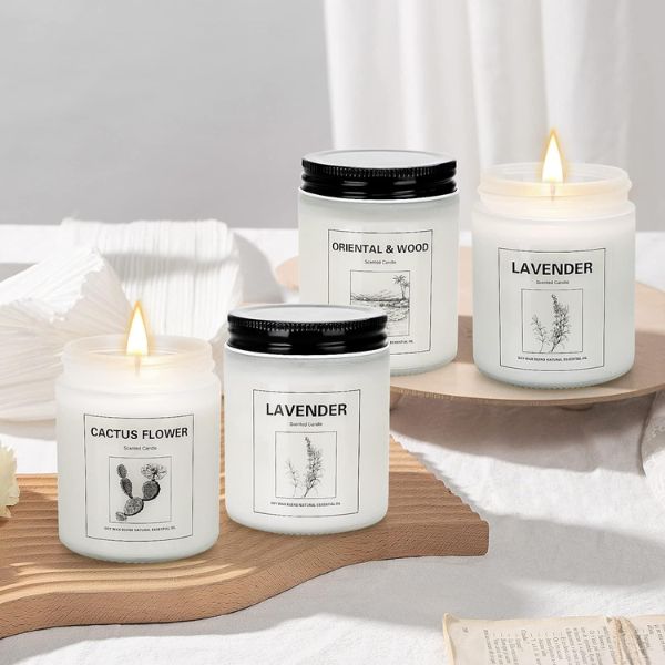 4 Pack Candles for Home Scented, creating a warm ambiance as a 5 year anniversary gift.