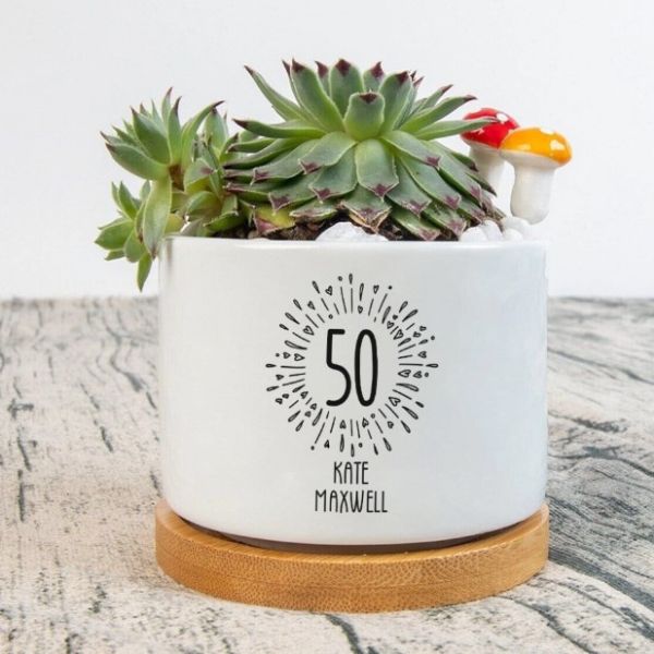 50th Birthday Personalized Plant Pot 50th birthday gift ideas for mom
