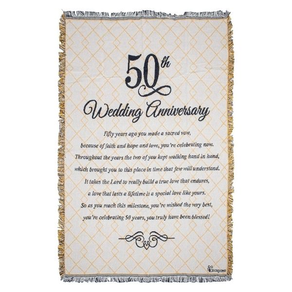 50th Wedding Anniversary Poem Throw Blanket weaves words of love, a cozy and poetic 50th anniversary gift.