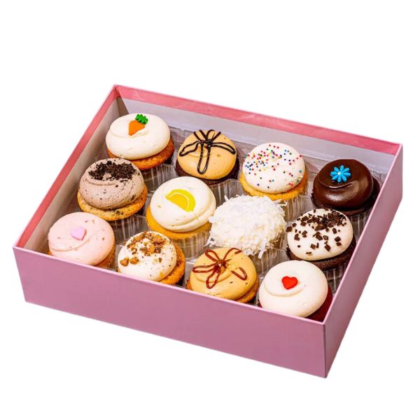 A box of A Dozen Cupcakes is a delectable and visually appealing gift for your girlfriend's mom