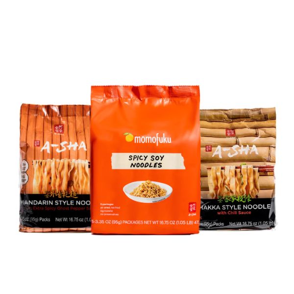 A-Sha Noodles Spicy Lover's Bundle is a fiery delight for spice lovers.