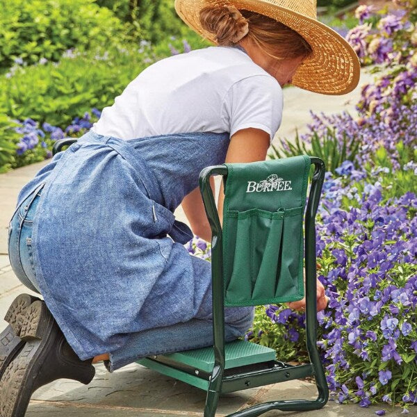 Discover the perfect gardening gift for mom - a versatile stool that provides the option to comfortably sit or kneel.