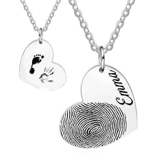 Unique actual fingerprint necklace, an intimate and personalized gifts for grandma, featuring a loved one's touch.