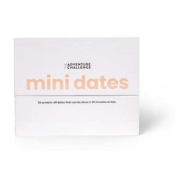 Adventure Challenge Mini Dates box offering creative and spontaneous date ideas, a fun 3 year anniversary gift.