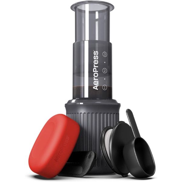 Aeropress Go Travel Coffee Press, a compact and convenient coffee maker for Father's Day outdoor trips.