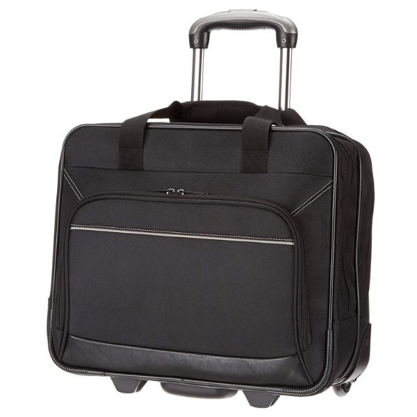 Sleek and durable Amazon Basics Rolling Laptop Case in Black as a professional gift for male teachers.