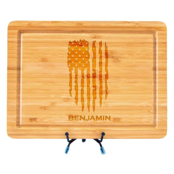 American Flag Cutting Board, a functional and patriotic military retirement gift.