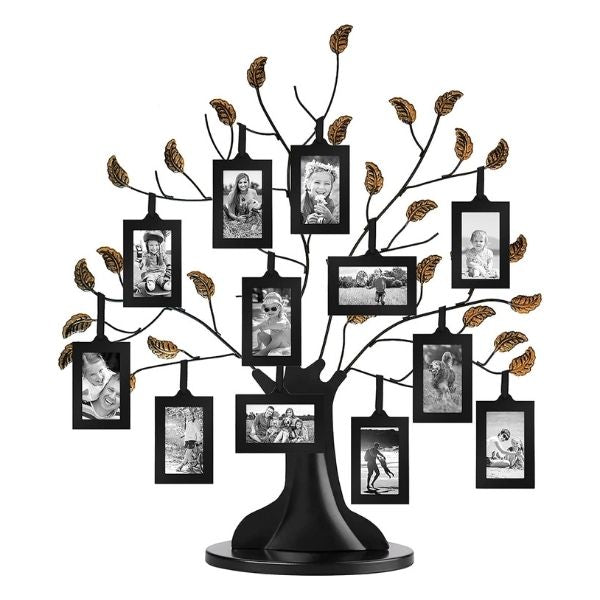 An ornate bronze family tree picture frame, an elegant way to display cherished family moments.