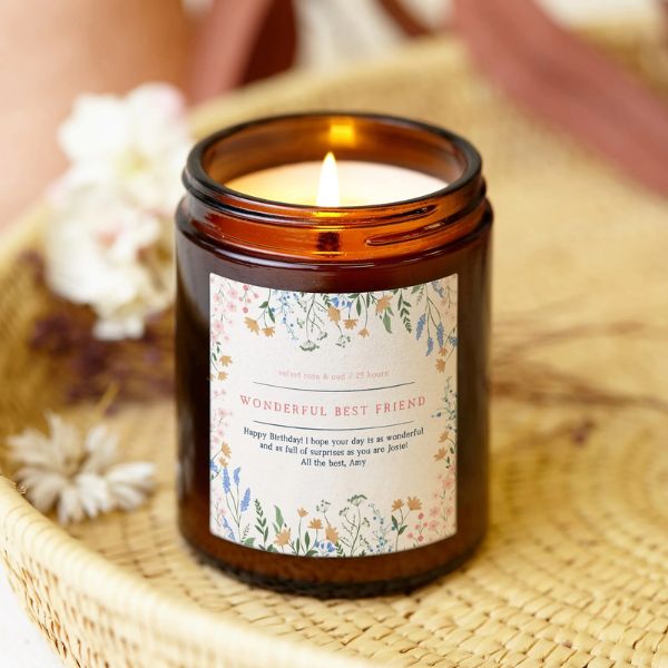 A warm image of an elegantly crafted anniversary candle, a personalized touch for an anniversary gift for friends.