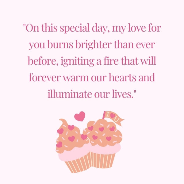 A romantic quote on a cupcake backdrop celebrating an anniversary.