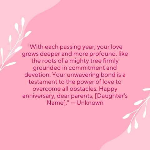 Pink background with a quote about parents' love from their daughter.
