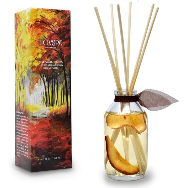 Apple Harvest Festival Reed Diffuser Set, infusing the home with autumn scents for a 4 year anniversary gift.