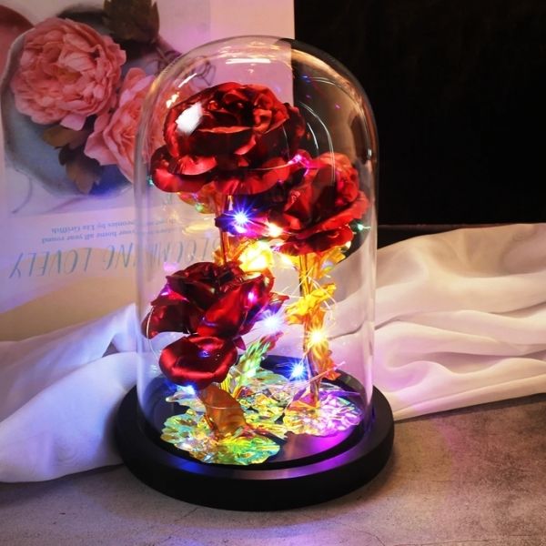 Immerse her in everlasting romance with our Artificial Roses in Glass Dome, a meticulously crafted symbol of enduring love.
