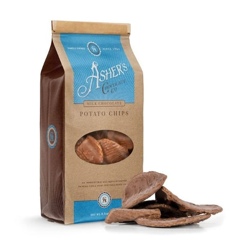 Indulge Dad's taste buds with Asher's Chocolate Co. Chocolate Covered Potato Chips, a sweet and savory treat for a delightful Father's Day surprise.