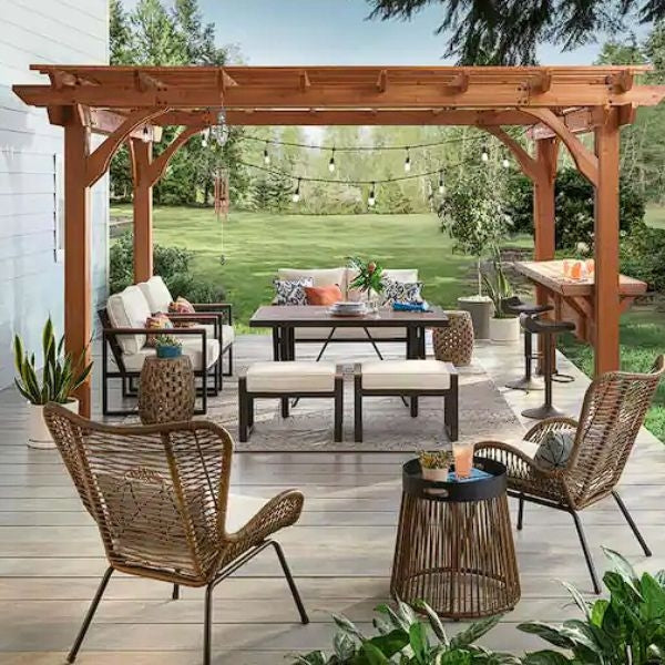 The Ashland Cedar Pergola with Bar and Electric Capacity is the ultimate gift for creating an outdoor haven on Mother's Day.