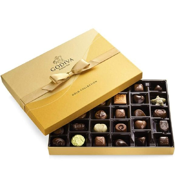 Assorted Chocolate Gold Gift Box - A luxurious assorted chocolate gold gift box, a delightful treat for your friend's taste buds.