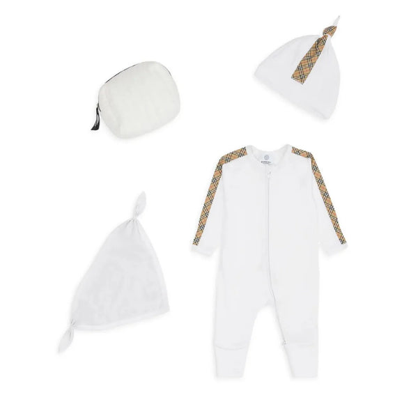 Experience ultimate cuteness with the Baby 3-Piece Check Trim Gift Set