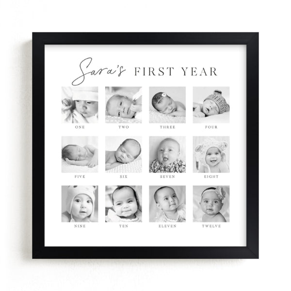 A beautifully customized artwork capturing the baby's first year milestones