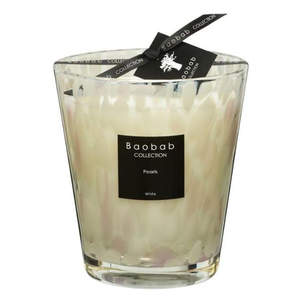 Baobab Women's White Pearls Candle, a serene 30th anniversary gift for a tranquil ambiance.