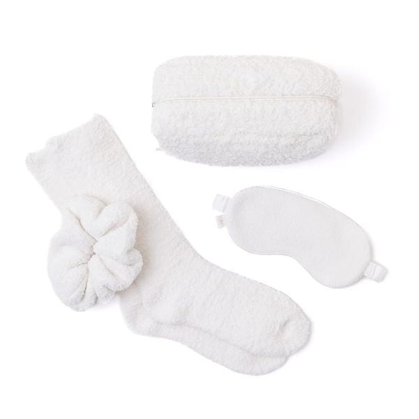 Indulge in luxury relaxation with the Barefoot Dreams CozyChic Eye Mask, Scrunchie, and Sock Set-Hair Tie as an ideal graduation present.