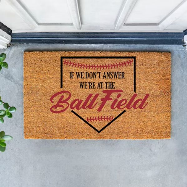 Baseball Home Doormat welcomes guests with a sporty flair, perfect for baseball coach gifts.