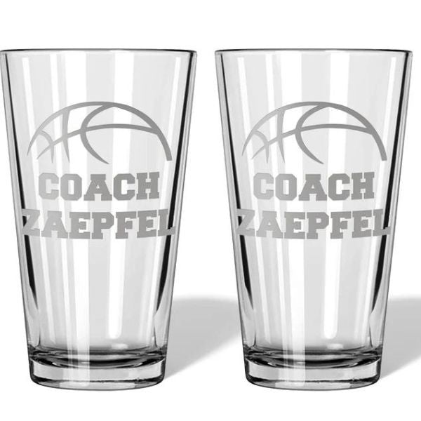 Engraved beer glass for basketball coach - unique basketball coach gifts