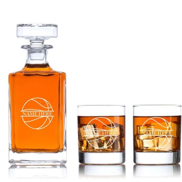 Elegant basketball decanter set on table - classy basketball coach gifts