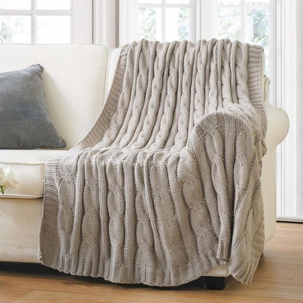 Battilo Khaki Throw Blanket for Couch, a stylish 2 year anniversary gift for home decor.
