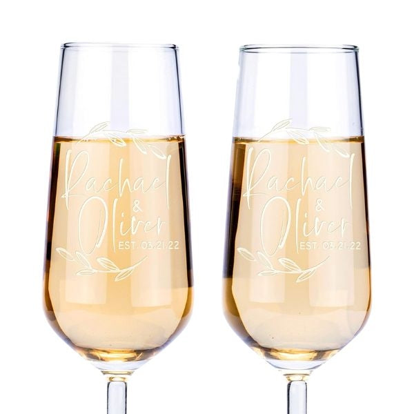 Be Burgundy Personalized Wedding Champagne Flutes - A personalized touch to their special day.