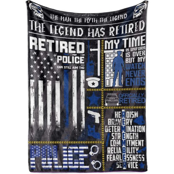Bed Flannel Fleece Plush Blankets, cozy comfort for retired police officers.