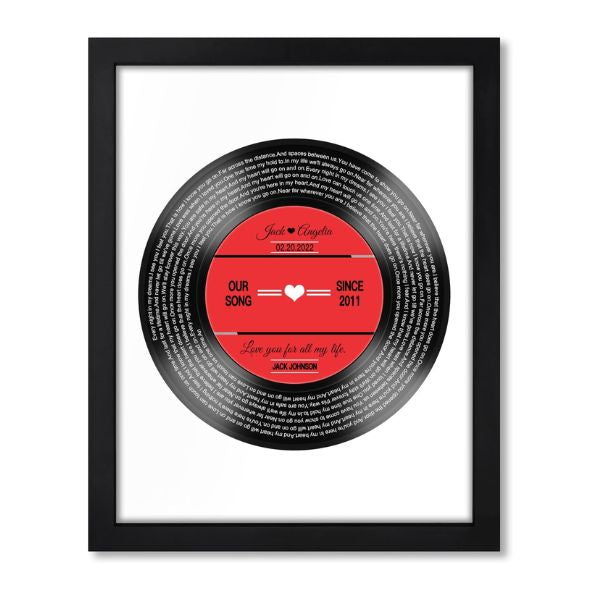 Bemaystar Personalized Music Lyrics Song Prints, a lyrical small Valentines gift.