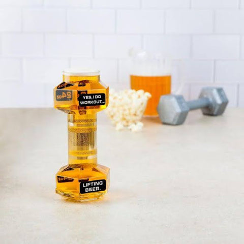 Pump up Dad's drinking game with the BigMouth Inc Dumbbell Beer Glass, a fun and fitness-inspired gift for beer-loving dads.