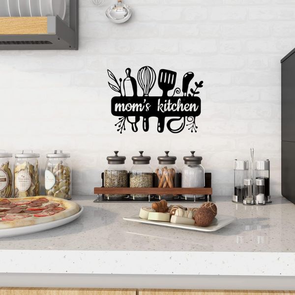 Black Metal Mom Kitchen Sign 50th birthday gift ideas for mom