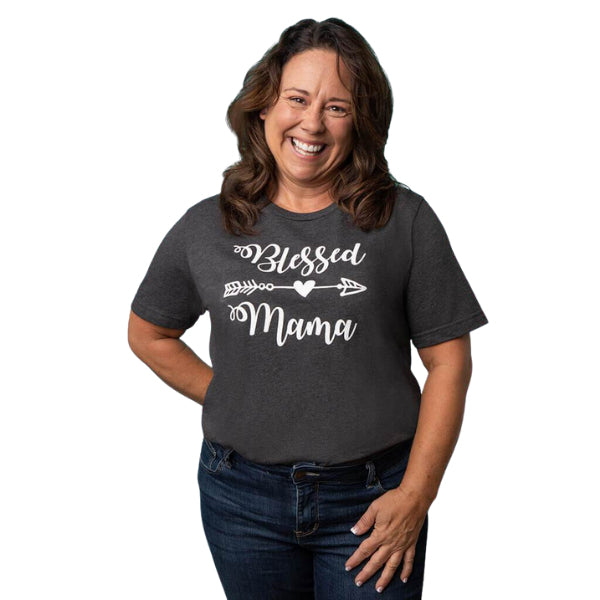 A Blessed Mama shirt that celebrates the blessings of motherhood and the joy of faith