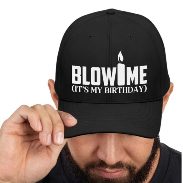 Blow My Candle It's My Birthday Twill Cap as a lighthearted birthday gift for guy friends.