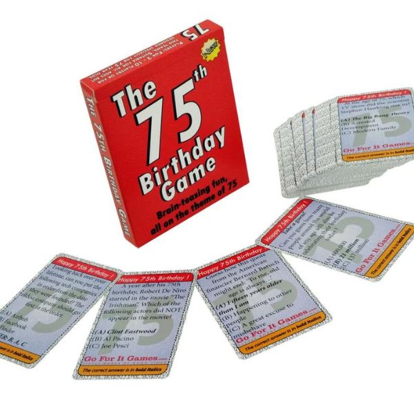 Engaging brain-teasing card game, a fun and stimulating 75th birthday gift idea for dad.