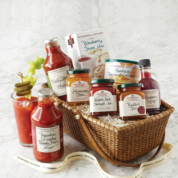 Brunch Gift Basket filled with gourmet items, a delightful anniversary gift for parents.