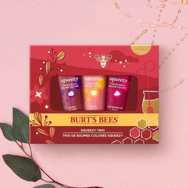 Burt's Bees Squeezy Trio Tinted Lip Balm Set offers natural lip care in mother of the bride gifts.