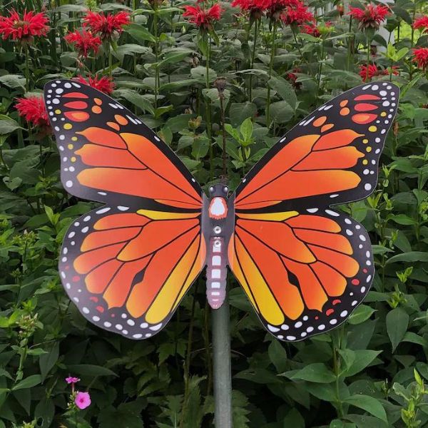 Large garden art sticks in the shape of butterflies, a colorful butterfly gift.