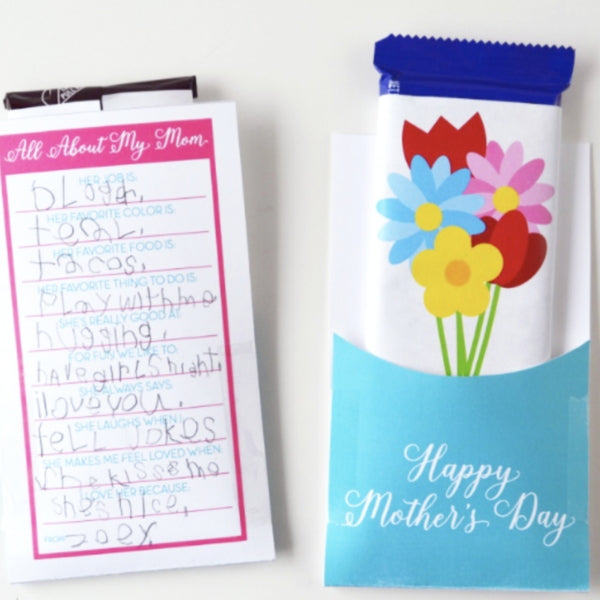 A creative Mother's Day card that resembles a candy bar wrapper