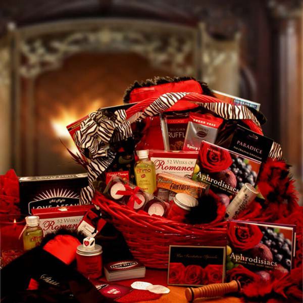 Canterberry Gifts Naughty Nights Couples Romantic Gift Basket sets the mood for romance.